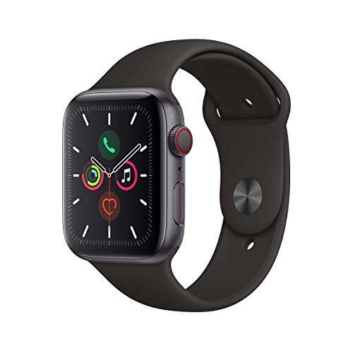 Apple Watch Series 5 (GPS, 44mm) - Aluminiumgehäuse Space Grau mit Sportarmband Schwarz (Generalüberholt)