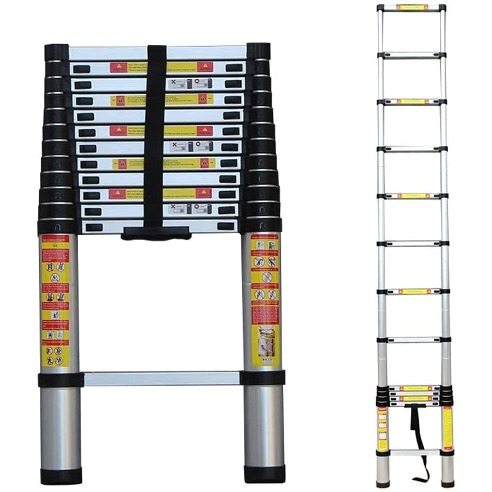 Teleskopleiter 1,4 m/2 m/2,6 m/2,9 m/3,2 m/3,8 m/4,1 m/4,4 m/4,6 m/5,0 m/5,4 m/5,8 m/6,2 m hoch, tragbare ausziehbare Teleskopleiter aus Aluminium zum Klettern auf Dachböden, Arbeitsplätzen und im