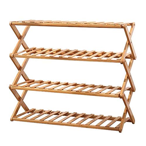 GSKXHDD Faltbare Schuhregale, Schuhregal-Organizer aus Holz mit 3–6 Ebenen, keine Installation erforderlich, ausziehbares und stapelbares tragbares Aufbewahrungsregal, braun, 3 x 100 cm Independence