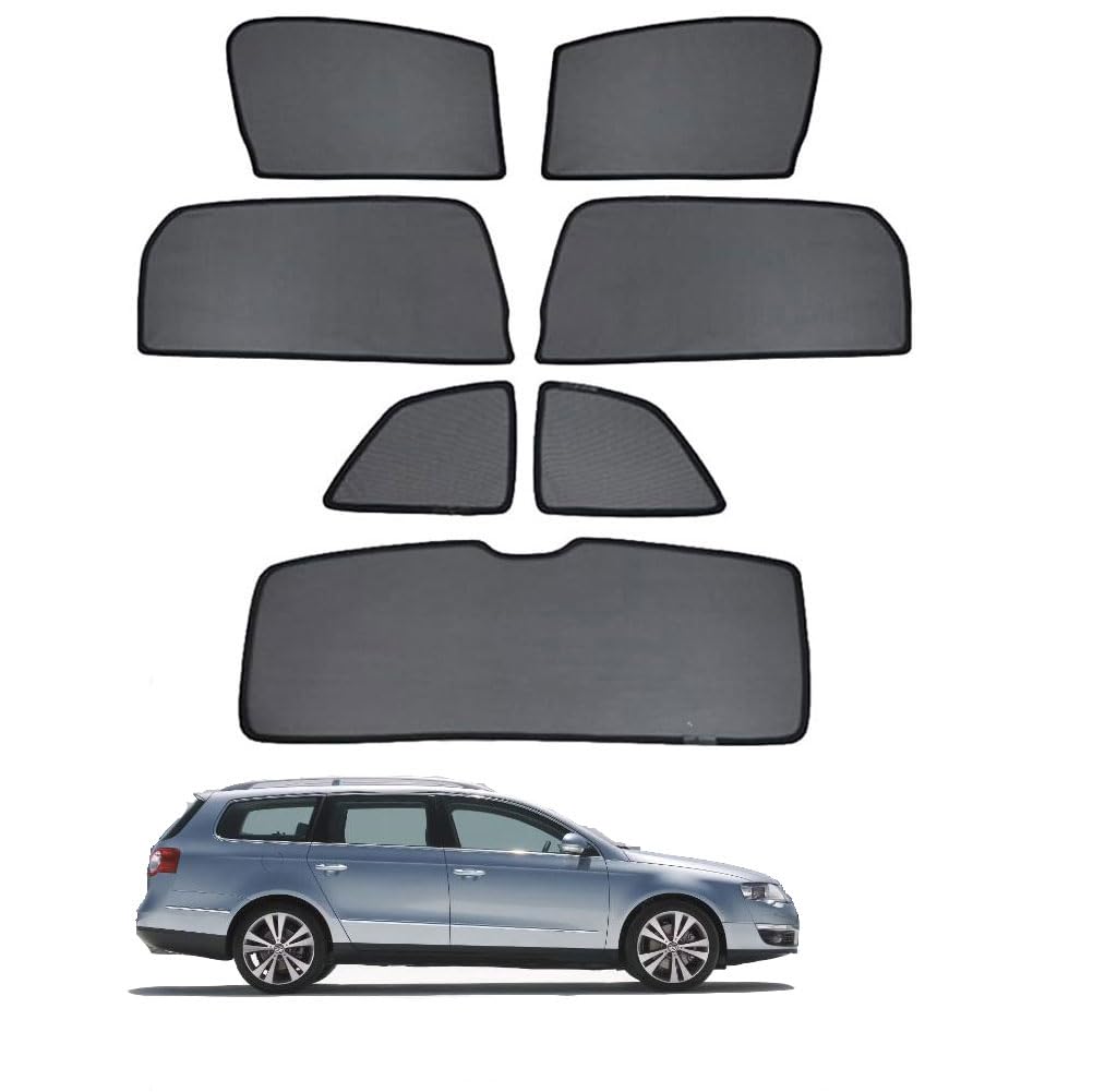 NERHWIVS Sonnenschutz für Seitenscheiben Auto Magnetisch Vorhang für Passat B6 Variant 2005-2010 UV Schutz Fenster Sonnenblende Zubehör für Baby Kinder Haustiere Schwarz,7pcs