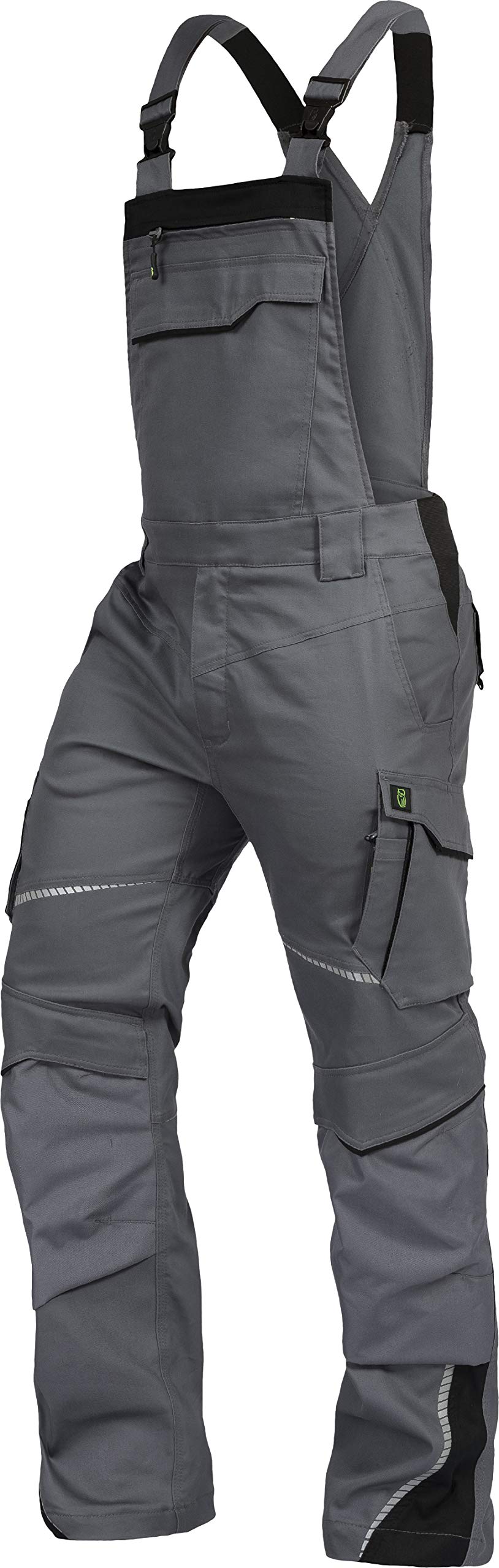 TRIUSO Leib Wächter Flex-Line Herren Latzhose flexibel mit Spandex (grau/schwarz, 48)