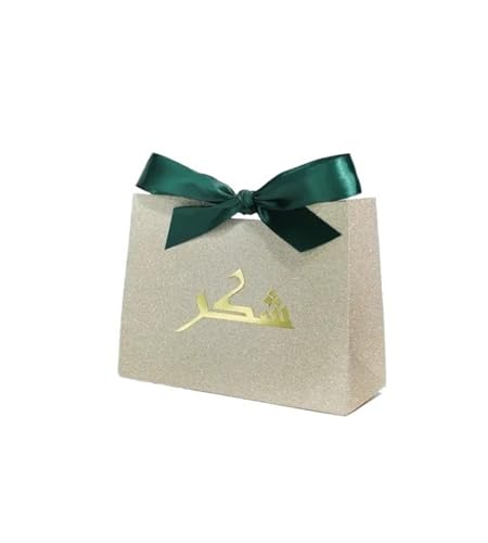 Dankeschön Geschenktüten 20/50/100 Stück Geschenkbox, elegante Dankeschön-Verpackung Geschenktüten Keks-/Plätzchenschachtel Festival-Party-Hochzeitsbox Feierdekoration(Gold-Green,50PCS_11.5X4.5X10CM)