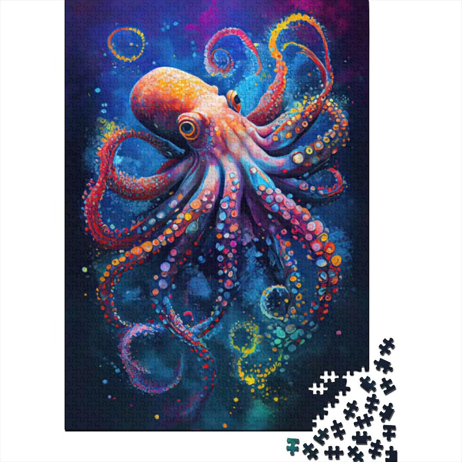 Das intelligente Oktopus-Puzzle 1000 Teile für Erwachsene, Holzpuzzle für Erwachsene, Puzzle für Erwachsene, Lernspiel, Herausforderungsspielzeug, 75 x 50 cm