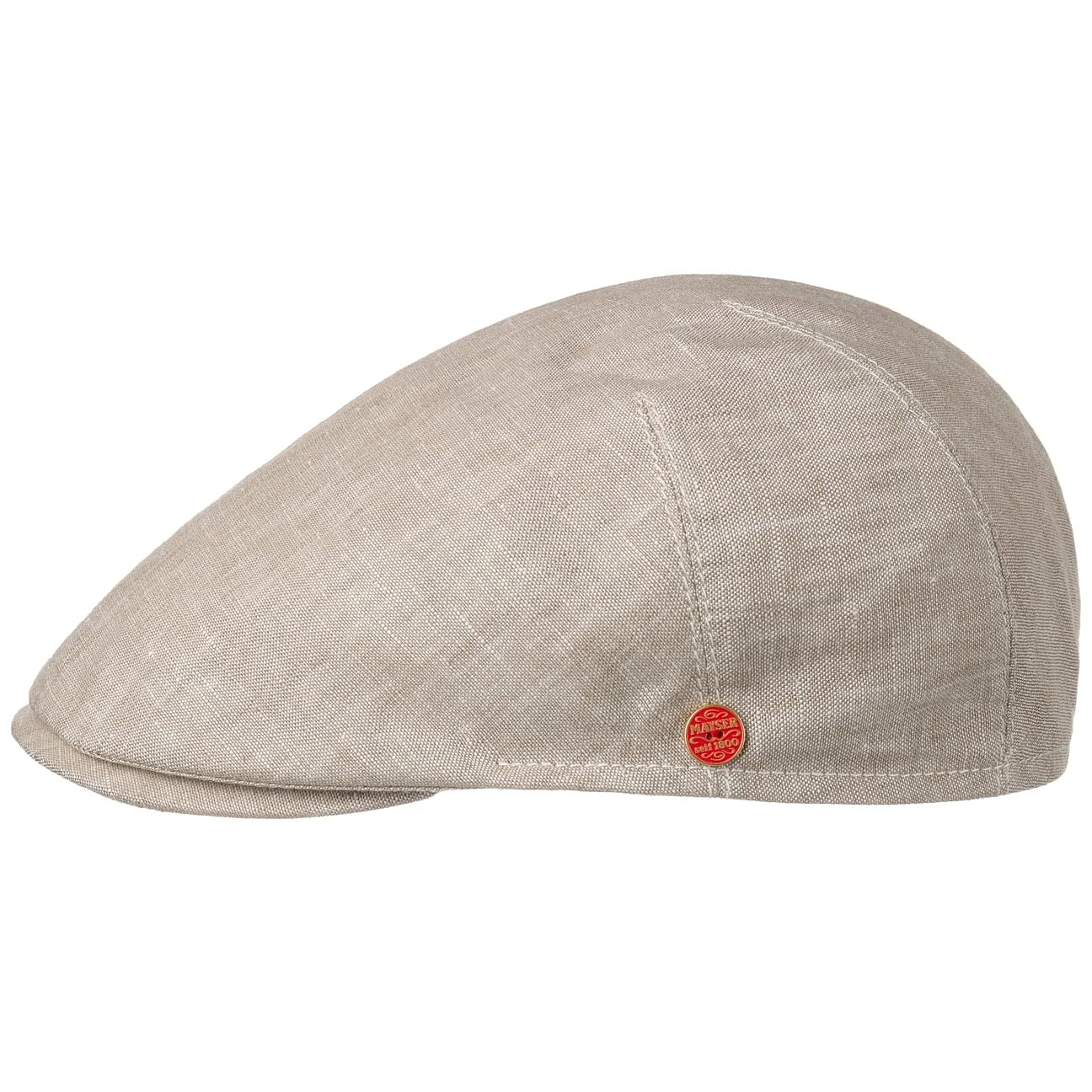 Mayser Sidney Leinen Flatcap Schirmmütze Schiebermütze Leinencap Herren - Made in The EU mit Schirm, Futter Frühling-Sommer - 55 cm beige