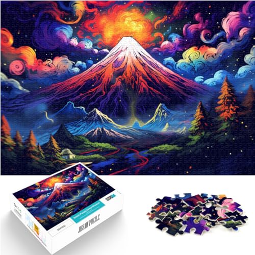 Puzzlespiele, Psychedelisches Mount Fuji-Puzzle für Erwachsene, 1000 Holzpuzzle, Spaß für Aktivitäten zu Hause, Geburtstagsgeschenk, Reisegeschenke, 1000 Teile (50 x 75 cm)