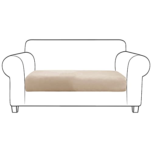 JHLD Stretch Sofa Sitzkissenbezug, Groß Samt Sitzkissenschutz Sofa-Sitzkissenbezüge Maschinenwaschbar Sofa-Sitzkissenbezug Für Wohnzimmer-Kamel-2 Sitze