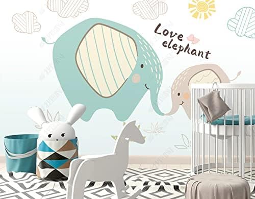 Einfache Liebe Elefant Kinderzimmer 3D Tapeten Wanddekoration Fototapete Sofas Wohnzimmer Wandbild Schlafzimmer-200cm×140cm