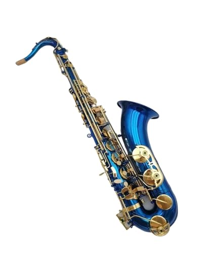 Gold lackiertes saxophon Bb Tenor Saxophon Blau Lack Messing Musikinstrument Professional Mit Fall Zubehör(Hard pack)