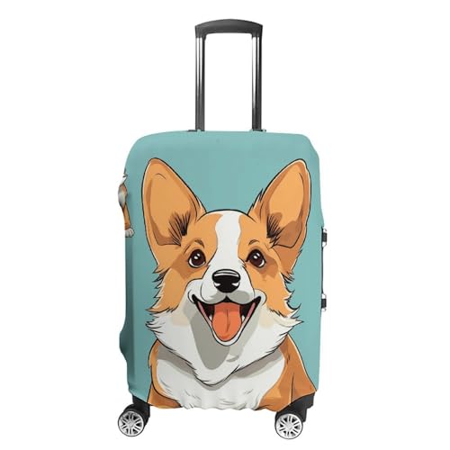 CSGJMYGS Reisegepäckabdeckung, elastisch, waschbar, modisch, kratzfest, 3D-Basketballkoffer-Schutz, passend für 45,7 - 81,3 cm Gepäck, Corgi Cute Dog, L