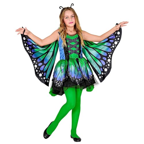 Widmann - Kinderkostüm Schmetterling, Kleid mit Tutu, Flügel, Antennen, Tier, Falter, Mottoparty, Karneval