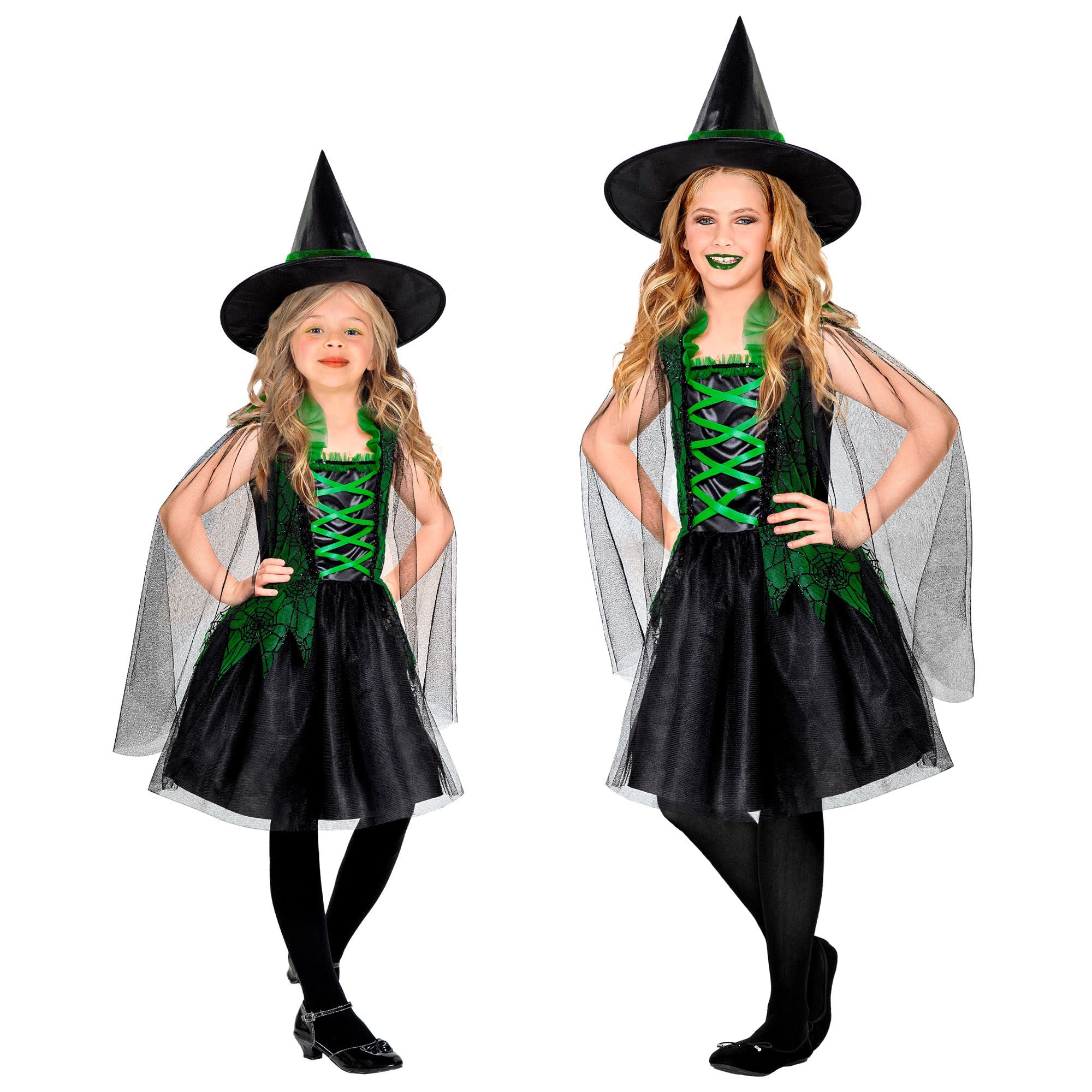 W WIDMANN MILANO Party Fashion - Kinderkostüm Hexe, Kleid, Hexenhut, Magierin Faschingskostüme, Halloween