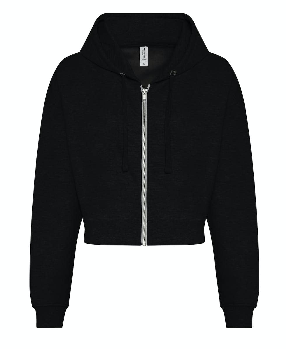 noTrash2003 Damen Hooded Full-Zip Sweatjacke Sweatshirt Hoodie mit Reissverschluss Cropped Abgeschnitten Bolero Style XXS-XL in 5 Farben (XL, Schwarz)