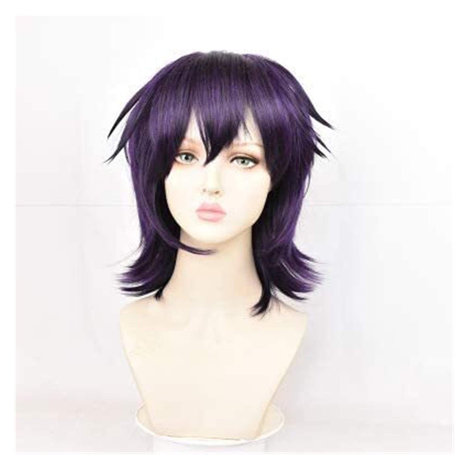 LINLINCD-Anime Coser Wig Narancia Ghirga Perücke Anime Jojo Bizarre Adventure Cosplay Comic - Male Halloween Party Karneval Erwachsene Männer und Frauen Anime Fans Geschenk (Klammer schwarz purpur)