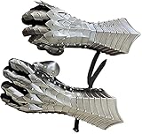 AnNafi Fantasy Gauntlets SCA Armor Gauntlets Handschuhe Eisen | Silber Handgemachte Mittelalterliche voll funktionsfähige Rüstungshandschuhe Krieger Metall Stulpen