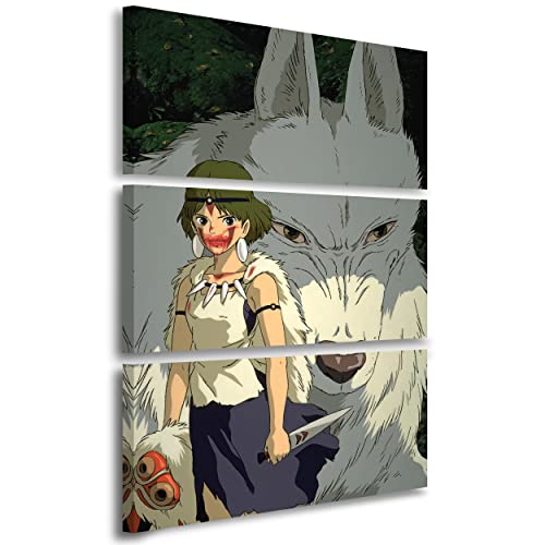 Artis Prints Leinwandbild Prinzessin Mononoke | Anime - Studio Ghibli - Cartoon, Wandbild auf Keilrahmen gespannt - Klein bis XXL, Wohnzimmer - Flur - Dekoration