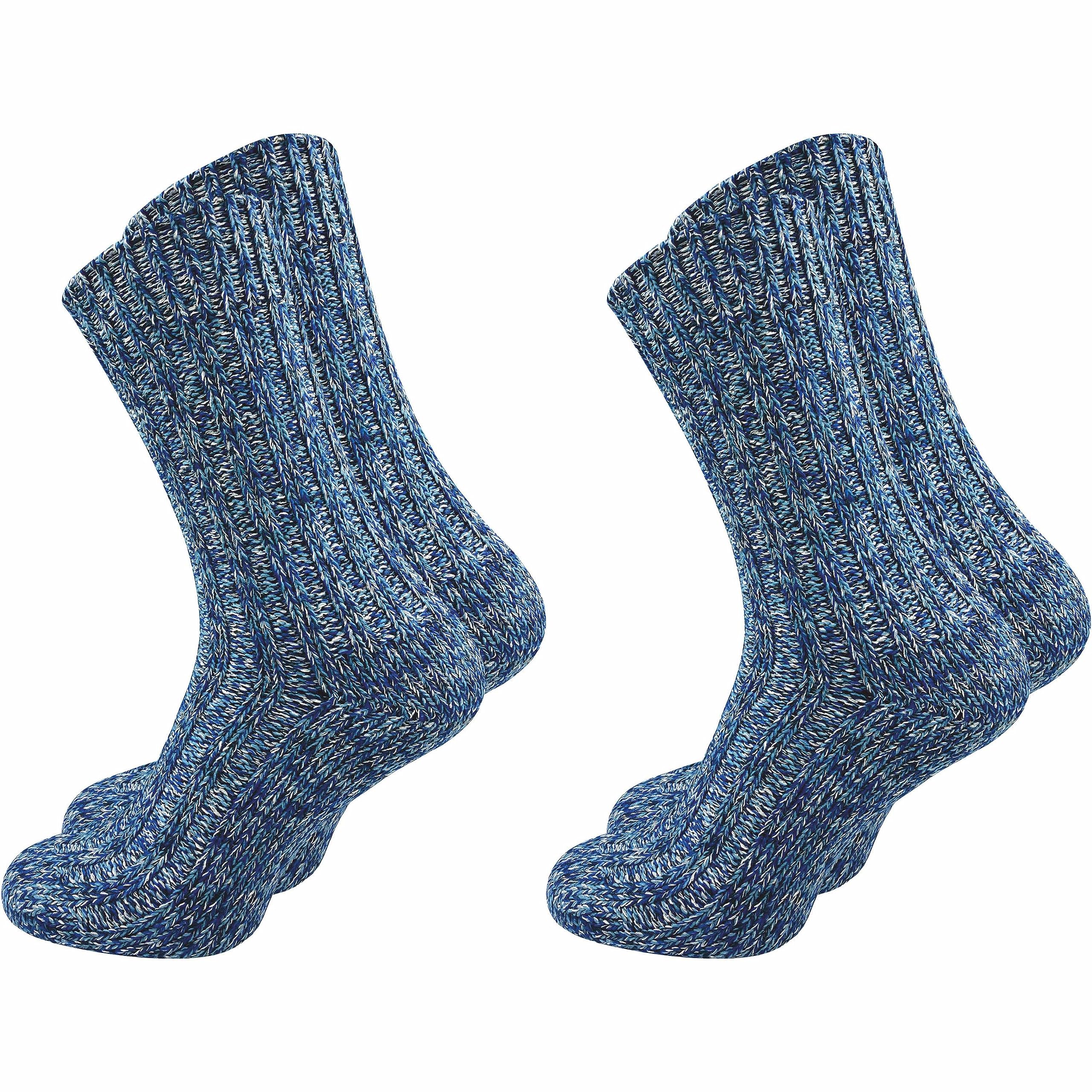 GAWILO dicke Herren Stricksocken (2 Paar) bunte & warme Norweger Socken | wie selbstgetrickt mit Komfortbund | Wintersocken mit 76% Baumwolle (47-50, blau)