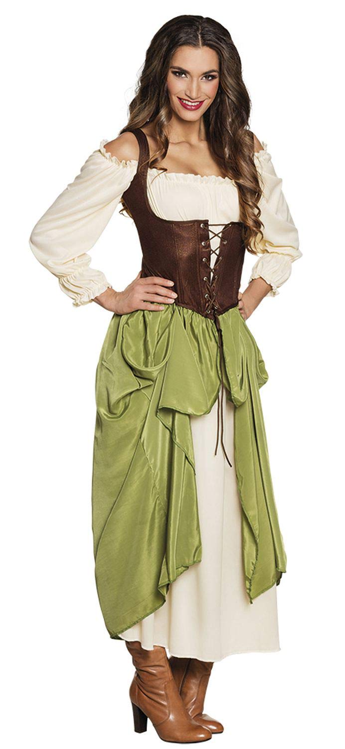 Boland - Kostüm für Erwachsene Mittelalterliche Wirtin, mittelalterliche Frau, Kleid mit Bluse, Unterrock, Korsage, Karneval, Halloween, Fasching, Mottoparty