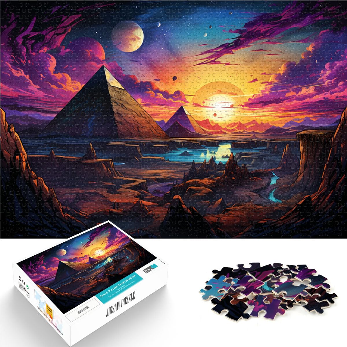 Puzzle für psychedelische, farbenfrohe Landschaften, 1000 Teile, für Erwachsene, Holzpuzzle für anspruchsvolles Puzzlespiel und Familienspiel, 1000 Teile (50 x 75 cm)