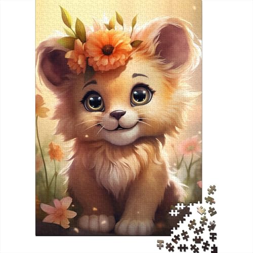 Baby-Löwe-Holzpuzzle für Erwachsene, Puzzle-Spielzeug, 1000-teiliges Puzzle für Erwachsene und Teenager, Holzpuzzle für Erwachsene und Teenager 29,53x19,69 Zoll