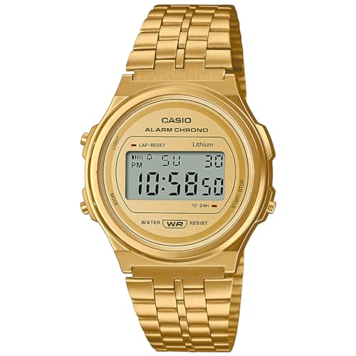 Digitaluhr Vintage Goldfarben mit Milanaiseband Casio Goldfarben