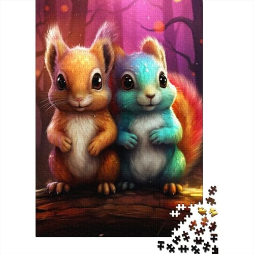 Art Niedliches Eichhörnchen-Holzpuzzle, Holzpuzzle 1000 Teile für Erwachsene, Schwierige Puzzles, Lernspiele, Heimdekorationspuzzle. 29,53x19,69 Zoll