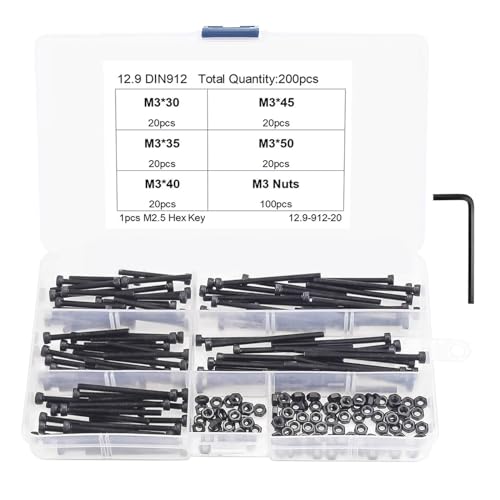 200 Stück Edelstahl-Maschinenschrauben, Mutter und Ersatzkopfkappen, Hardware-Set