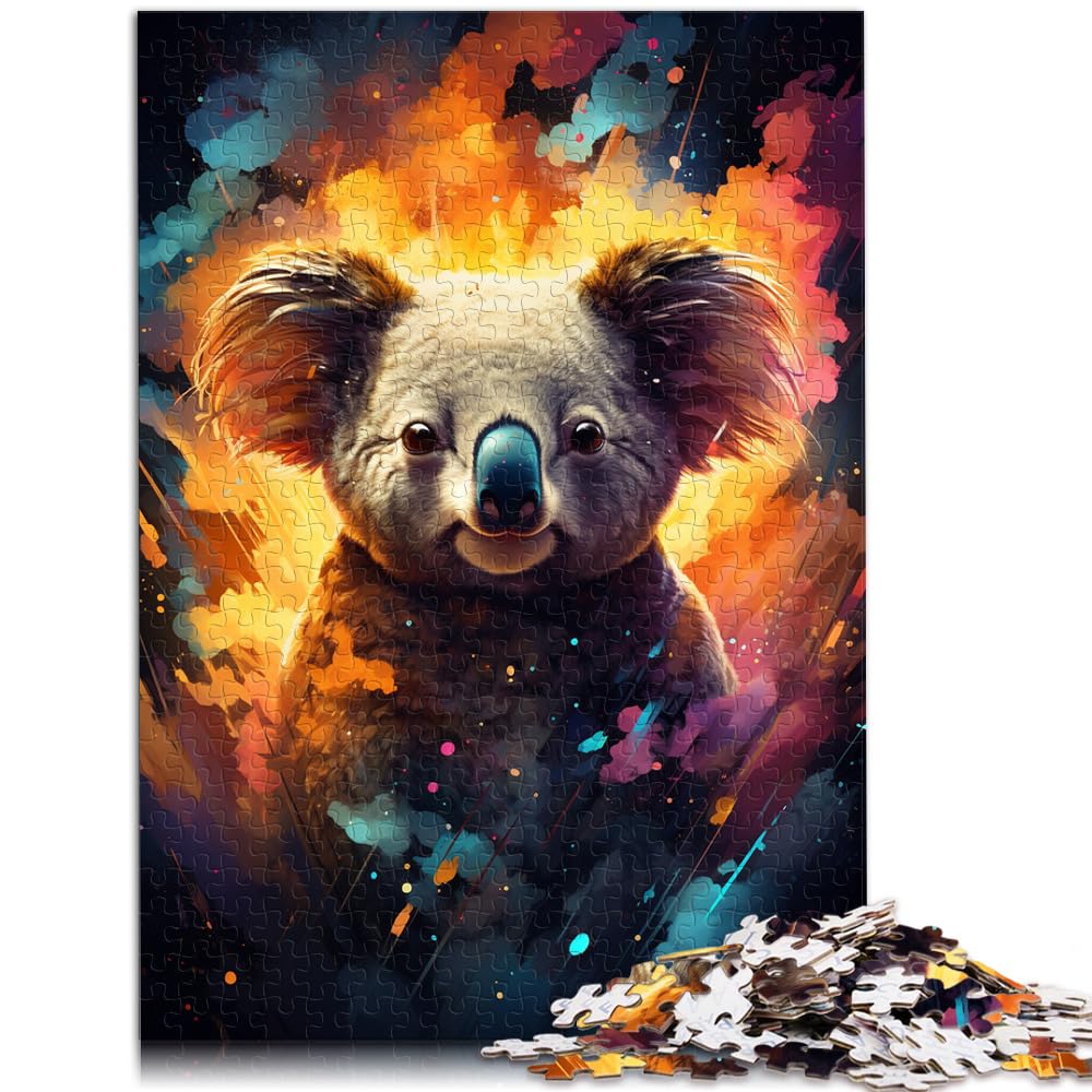 Puzzlespiel mit psychedelischem Gemälde, Koala, 1000 Puzzleteile für Erwachsene, Holzpuzzlespielzeug, Puzzles, Lernspiele, Stressabbau-Puzzles, 1000 Teile (50 x 75 cm)