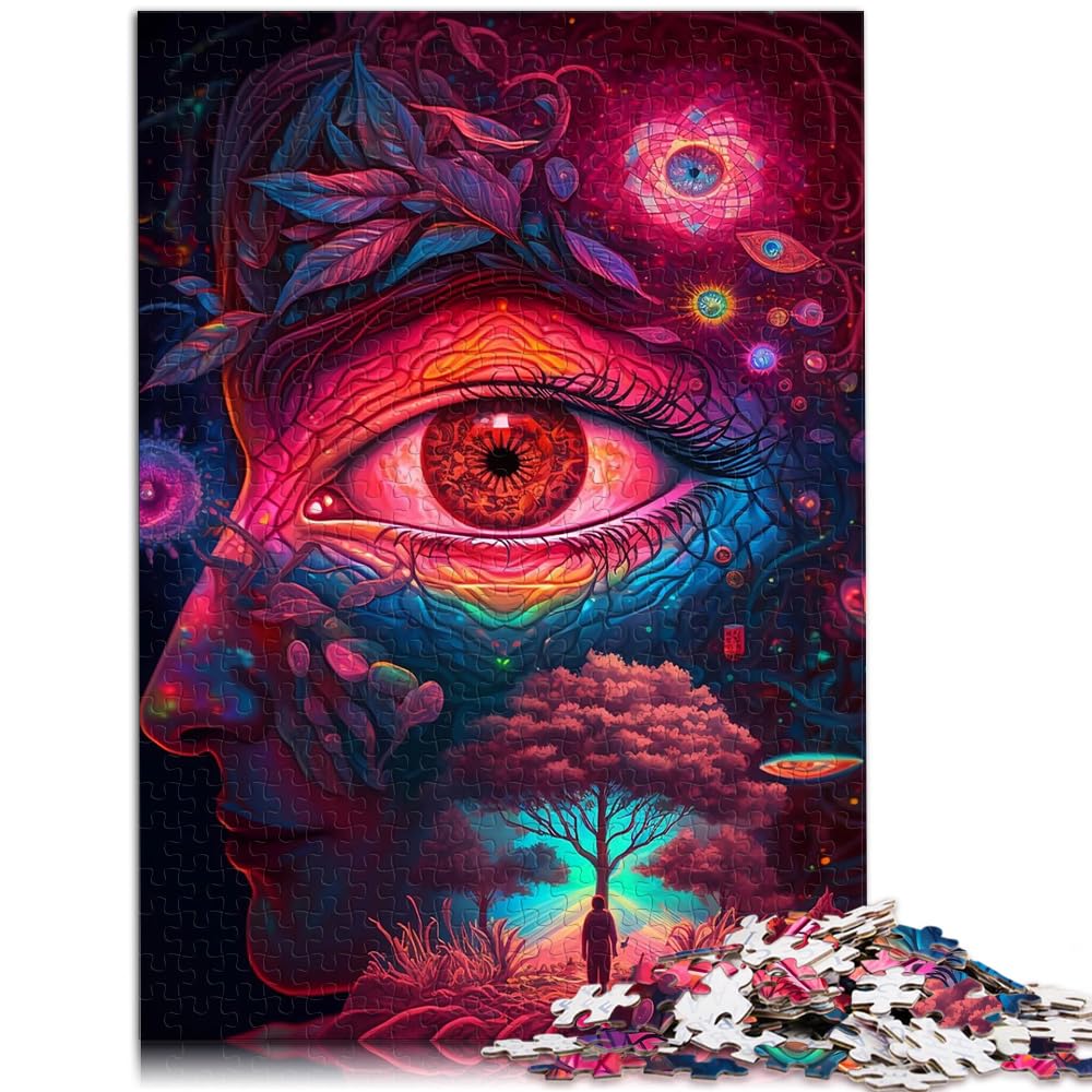 Spielgeschenk Puzzle psychedelische Kunst für Erwachsene 1000 Teile Puzzle Geschenke Holzpuzzles herausfordernd zu vervollständigen, Aber lustig und humorvoll 1000 Stück (50x75cm)