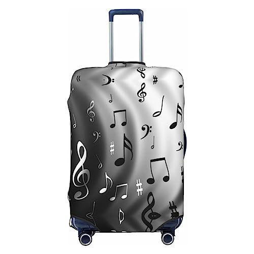 Miniks Reisegepäckhülle mit Musiknoten-Aufdruck, strapazierfähig, passend für 45,7 - 81,3 cm große Gepäckstücke, Größe XL, Schwarz, X-Large