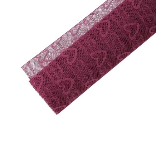 Blumen Geschenkpapier Liebesform, Netz, Blumenstrauß, Geschenkpapier, Geschenkpapier, Garnrolle, Rosenstrauß, Blumenladen-Materialien, 50 cm x 5 Yards(Wine red)