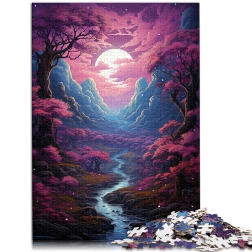 Puzzles für „Ein wunderschönes rosa Waldgemälde“, 1000-teiliges Puzzle für Erwachsene, Holzpuzzle, anspruchsvoll, aber unterhaltsam und humorvoll, 1000 Teile (50 x 75 cm)