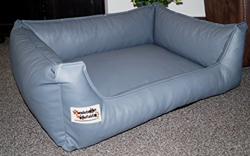 Hundebett Hundesofa Schlafplatz Kunstleder Similpelle Farbe und Größe wählbar von XS bis XXL (50 cm X 40 cm, grau)