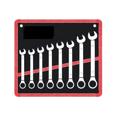 Crepundia MaulschlüSsel,RingschlüSsel Ratschenschlüssel, metrisch, Drehmoment, Universalschlüssel for Autoreparatur, Handwerkzeuge(8 pieces set)