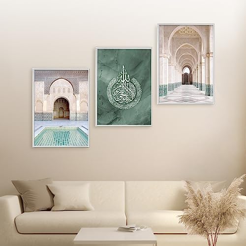 HAVA Artwork Hassan II. Mosque Poster Set, Islamische Poster, Islamische Bilder, Islamische Dekoration, Islamische Geschenke, Bilderrahmen, Allah Wandbild