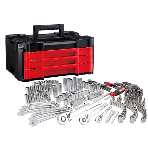 Craftsman Versastack CMMT45309 Mechaniker-Werkzeug-Set, 1/4-Zoll- und 3/8-Zoll-Antrieb, robuster Werkzeugkasten mit 3 Schubladen, 262-teilig