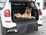 CopcoPet - Travel Bed Hundebett für Kofferraum 100x80x38 cm Kunstleder - Kofferraumschutz Hund wasserabweisend & Kratzfest - Hundebett Auto mit Anschnallsystem & Schutzdecke - Reisebett Hund Schwarz