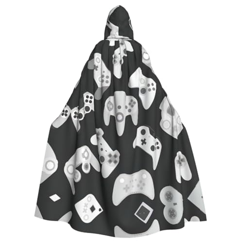 WURTON Game Controller Print Elegance Hooded Cloak for Halloween Carnival Theme Parties Cosplays Adults Unisex