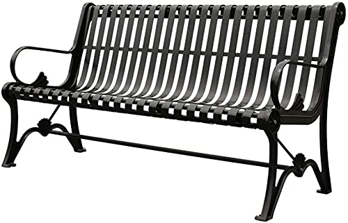 Außenbänke Bank Parkbank Outdoor, Gartenmöbel Terrasse Garten Veranda Bank, Innenhof Parkbank aus Metallgussaluminium mit Rückenlehne und Handläufen (Schwarz A 150 cm) (Schwarz A 120 cm) (Schwarz B 1