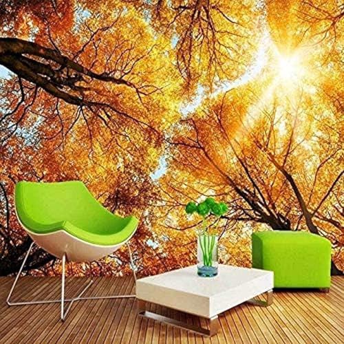 Sonniger Herbst Goldene Sonne Wald 3D Tapeten Wanddekoration Fototapete Sofas Wohnzimmer Wandbild Schlafzimmer-350cm×256cm