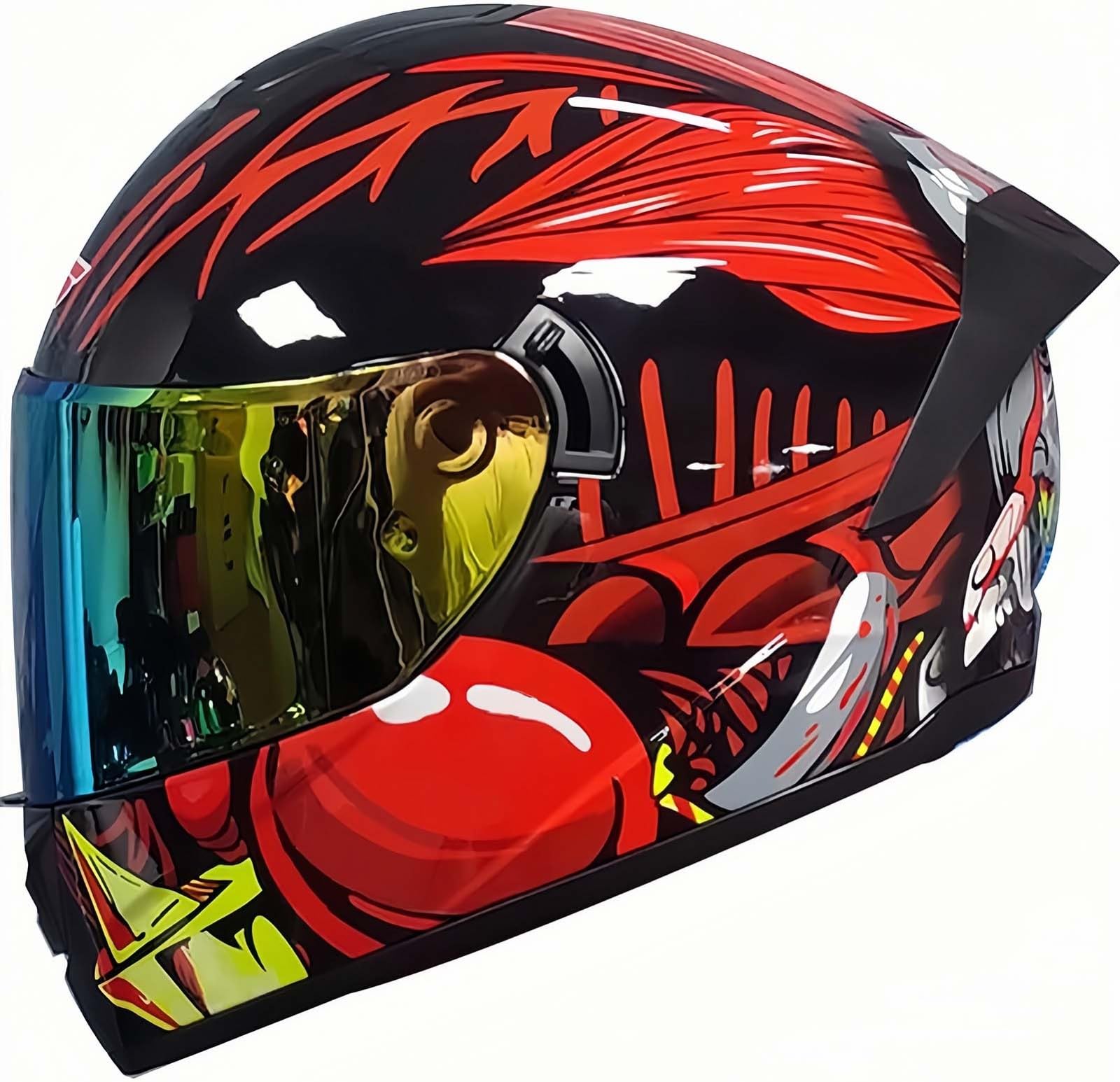 Integral-Motorradhelm Mit Doppeltem Antibeschlag-Visier, DOT/ECE-Zugelassener Integral-Motorradhelm Für Männer, Frauen, Erwachsene C,S55~56CM