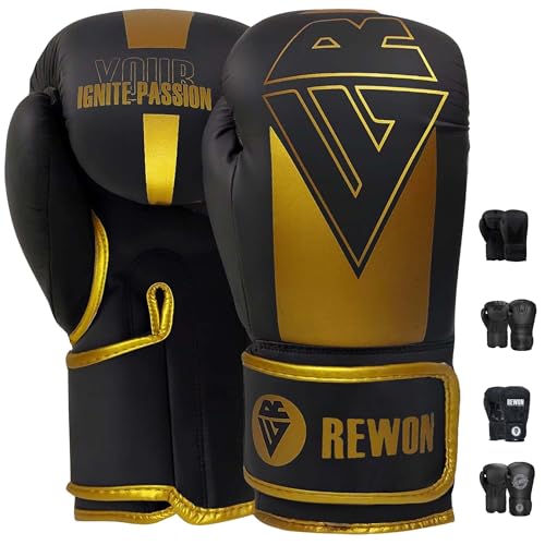 REWON Boxhandschuhe Muay Thai Handschuhe Punchinghandschuhe 8oz-16oz für Männer und Frauen Training Kickboxen Sparring Kampfsport Fitness MMA Boxsack Sandsack