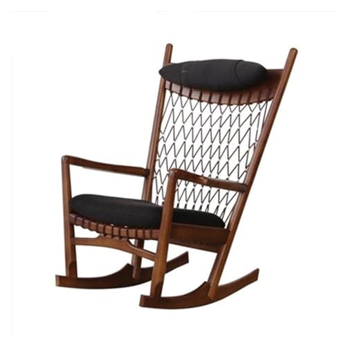 yixinzi-2024 Rattan-Akzentstuhl Holzschaukelstuhl – Nap Chaise Lounge & Einzelsofastuhl – Rattanstuhl – Freizeitstuhl for Wohnzimmer oder Außenbereich Sessel(Walnut Colour)