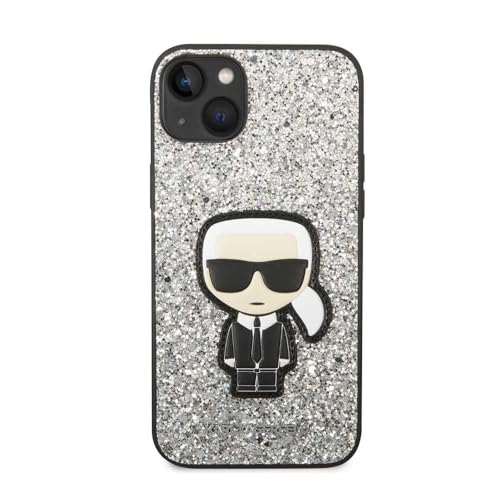 Karl Lagerfeld KLHCP14MGFKPG Hülle für iPhone 14 Plus 6,7" hardcase Silber/Silver Glitter Flakes Ikonik