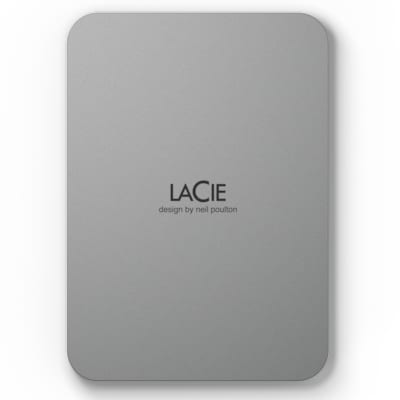 LaCie MOBILE DRIVE V2 Moon 2TB tragbare externe Festplatte, 2.5 Zoll, Mac & PC, silber, inkl. 2 Jahre Rescue Service, Modellnr.: STLP2000400