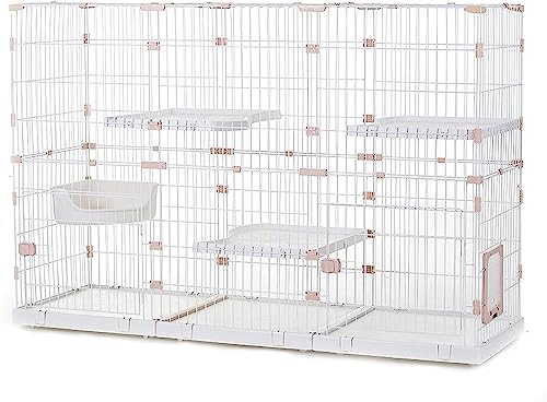 Laufställe für Kleintiere, großer Katzenkäfig, Laufstall für Katzen im Innenbereich – Katzenkäfige für den Innenbereich, Gehege auf Rädern, Zwinger aus Metalldraht, ideal für 1–4 Katzen (Größe: C5 –