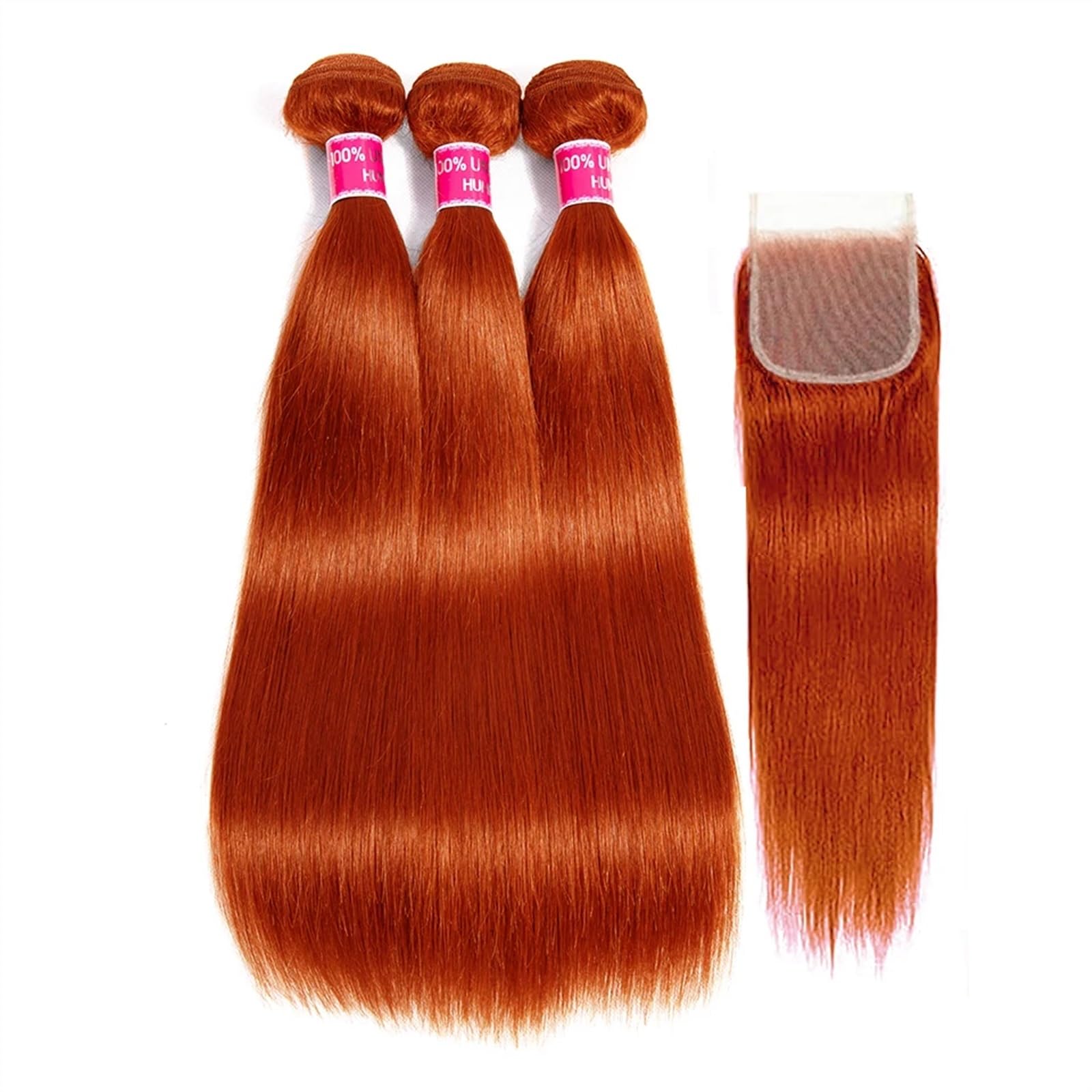 Human Hair Bundles Glatte Echthaarbündel mit Verschluss – Glatte Haarbündel mit Verschluss, brasilianisches Haar, Echthaar, mit Spitzenverschluss, 4 x 4, freier Teil mit Babyhaar human hair weave (Co