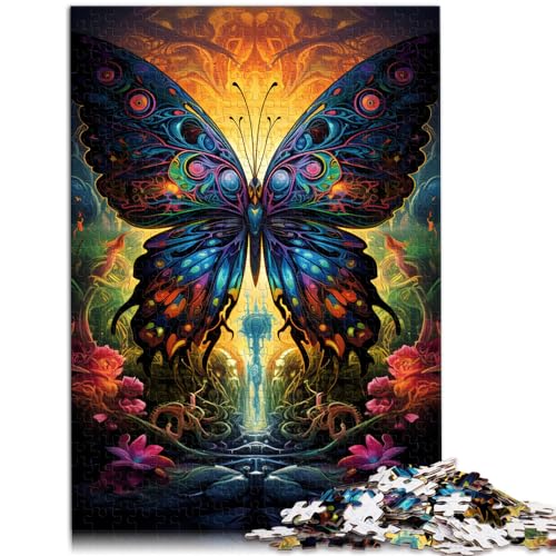 Puzzle, farbenfrohes psychedelisches Schmetterlings-Puzzle, 1000 Teile, Holzpuzzle, jedes Teil ist einzigartig – anspruchsvolles, unterhaltsames Familienspiel, 1000 Teile (50 x 75 cm)