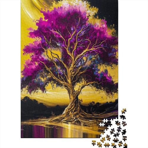 Golden Tree Holzpuzzle für Erwachsene und Teenager. Erwachsenenpuzzle 1000 Teile ganze Familie und die (Größe 75x50cm)