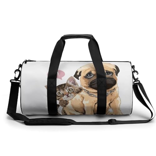 Niedlicher Katzenhund Sport Duffel Bag Sporttasche Reisetasche Handgepäck Tasche Schwimmtasche Weekender Bag 45x23x23cm