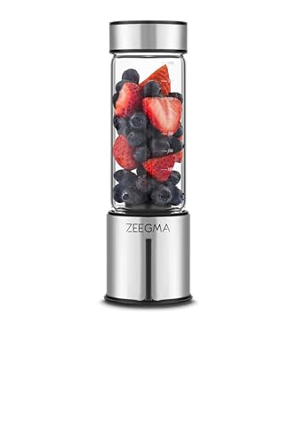 ZEEGMA Vitamine GO Tragbarer Mixer für Cocktails und Smoothies 300W, Personal Blender, Mini-Mixer 450ml mit 6 Klingen, 2 Geschwindigkeiten Akku 5000 maH, 25 Anwendungen pro Ladung